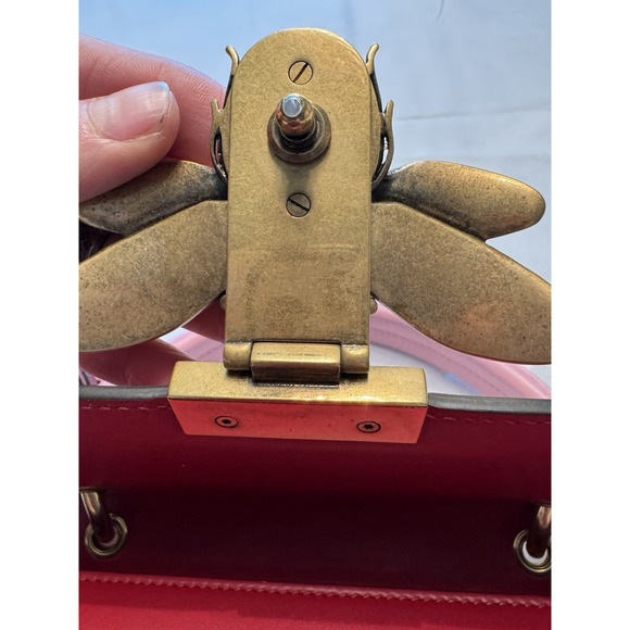 GUCCI Queen Margaret Hand Shoulder Bag Turnlock Leather White Red Blue Pink - Picture 11 of 16